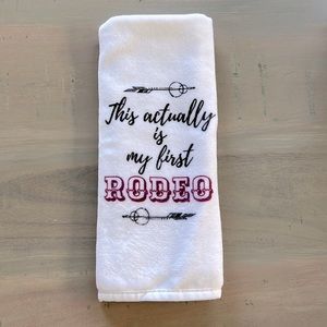 🆕 “My First Rodeo” towel / burp cloth. NWT.